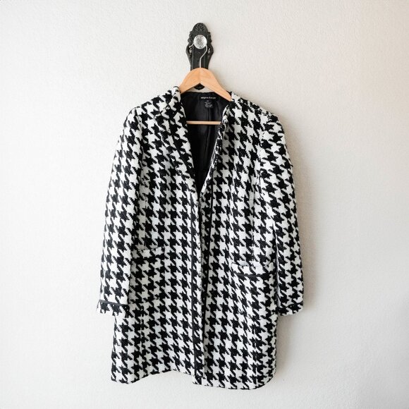 Margaret Frances Houndstooth Coat | Size 14 | Black & White Open Front - Picture 1 of 7